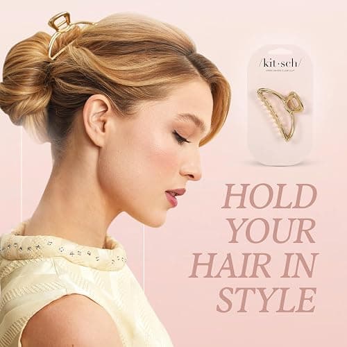 Kitsch Metal Hair Clips for Women - Durable & Elegant Metal Claw Clips, Perfect for Everyday Use & Special Occasions | Ideal Gifts for Women - Gold, 1 Pc thumbnail 4