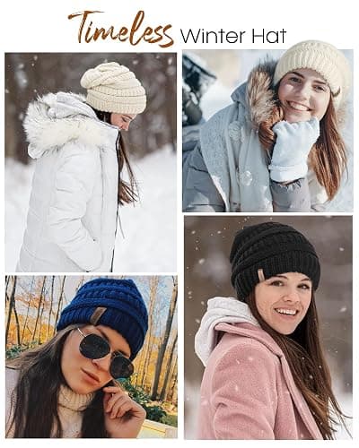 FURTALK Fleece Lined Knit Beanie Hats Double Layers for Women Men Fleece Lined Ski Skull Cap Slouchy Winter Hat Warm Toque thumbnail 6