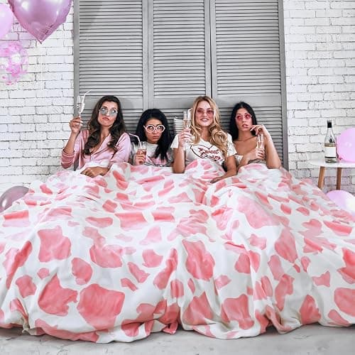 Cow Print Blanket Warm Plush Cute Pink Throw Blanket Soft Flannel Lightweight Fleece Throw for Sofa Couch Bed Travel, Cow Bedding Room Decor for Kids Teens Adults 40x50 inch thumbnail 2