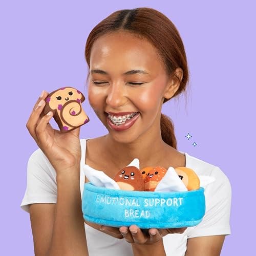 Emotional Support Bread, Cute Stuffed Animals by Relatable | Squishy Toys and Plushies, Great Gift Ideas for Loved Ones of All Ages, Includes 5 Plushies with Carrying Basket thumbnail 2