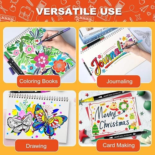 120 Colors Dual Tip Brush Pens Art Markers for Adult Coloring Books, Artist Drawing Sketch Markers Set with Fine & Brush Tip thumbnail 6