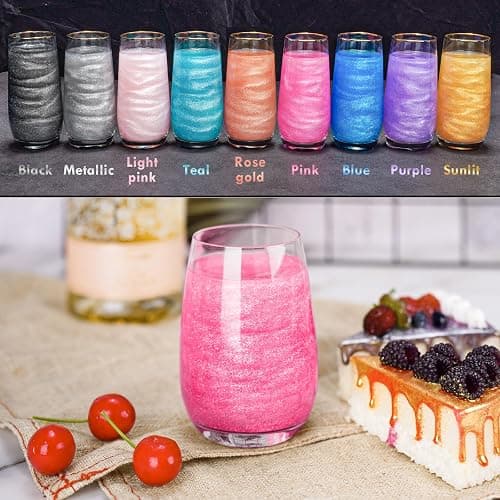 NiHome Edible Food-Grade Glimmer Powder Glitter Luster Dust Metallic Food Decorating Sprinkle Glimmery Dust for Drink Wine Beverage Cake Candy Dessert Bakery Restaurant Vegan (0.18oz/5g, Pink) thumbnail 3