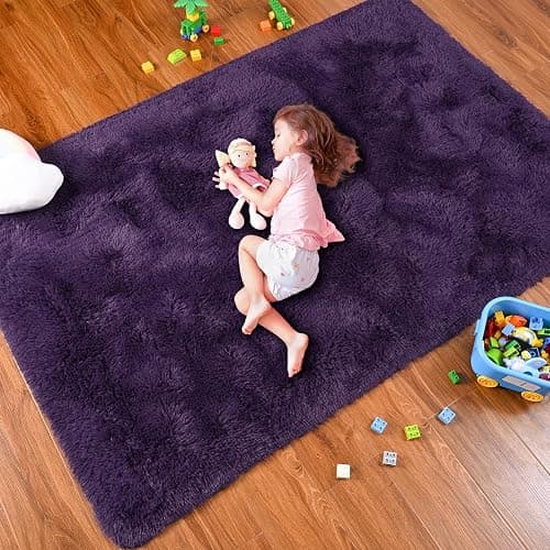 Softlife Rugs for Bedroom 4x5.3 Feet Purple Area Rug for Living Room Super Soft Shaggy Rugs for Dorm Fluffy Fuzzy Carpets Long Plush Bedside Rug Nursery Girls Boys Kids Room Home Christmas Decoration thumbnail 2