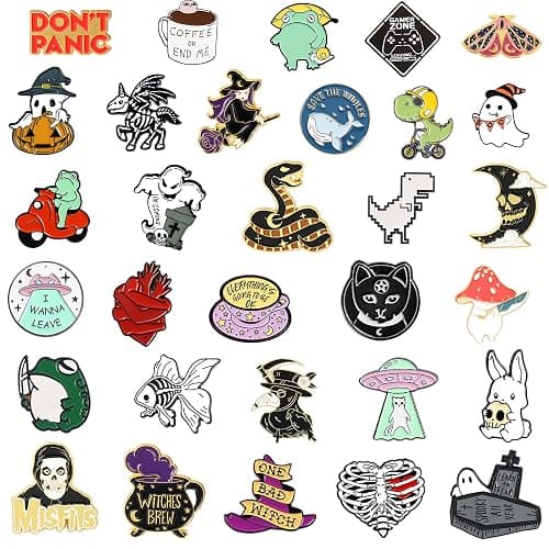 SINCCO 20/40/50 PCS Cute Enamel Backpack Pins, Funny Enamel Pins Bulk Set Cool Button Pins Aesthetic Brooch Lapel Pins Anime for Backpacks, Jackets, Hats, Kids, Girls thumbnail 3
