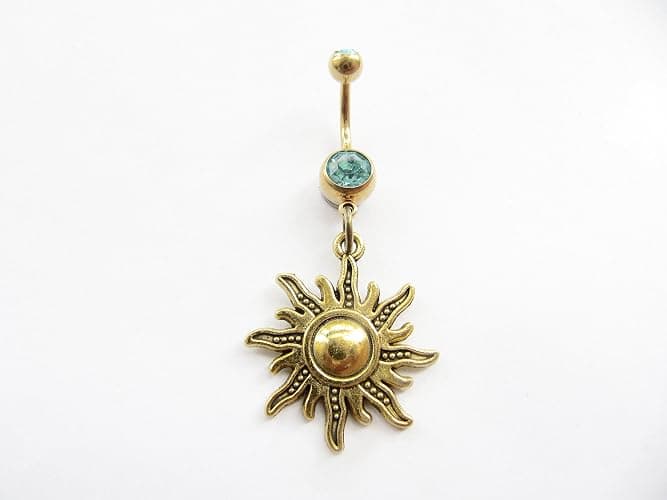 Moon and Sun Belly Button Ring, Navel Ring, Belly Button Jewelry, Body Jewelry, Celestial Belly Ring thumbnail 2
