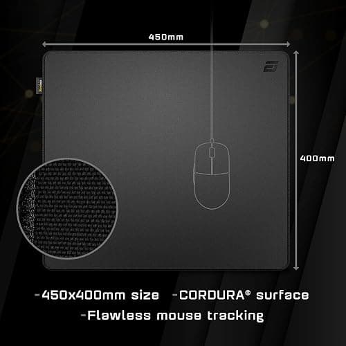 ENDGAME GEAR MPC 450 Gaming Mouse Pad - 17.72 x 15.75 inches - Large Desk Pad for Keyboard and Mouse - Cordura Fabric - Stitched Edge -Bottom from Natural Rubber Desk Mat - Stealth Edition - Black thumbnail 4