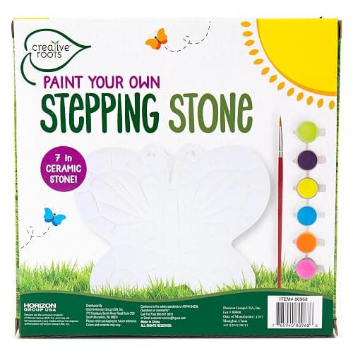 Creative Roots Mosaic Butterfly Stepping Stone Kit, Includes 7-Inch Ceramic Stepping Stone & 6 Vibrant Paints, Paint Your Own Stepping Stone, DIY Stepping Stone for Kids Ages 8+ White thumbnail 10