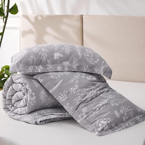 Bedsure Full Comforter Set - Grey Bed Set, 3 Pieces Cute Floral Bedding, 1 Soft Reversible Botanical Flowers Comforter and 2 Pillow Shams thumbnail 8