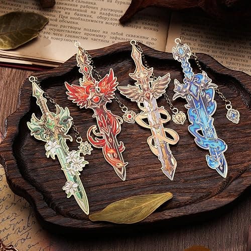 Fantasy Sword Bookmarks 4pcs - Medieval Knight Warrior Metal Book Marks for Readers, Gifts for Book Lovers, Cool Literary Page Holders for Reading Accessories, Men Women Teens, Christmas Birthday thumbnail 6