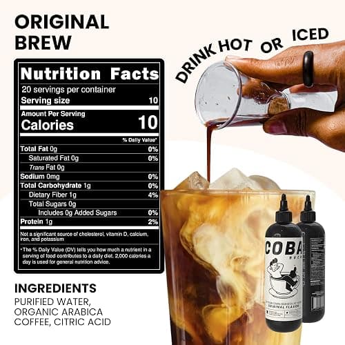 COBA Premium Coffee Concentrate: Bold & Extra Strong Kick - 20x Cups | Instant Cold Brew/ Hot Coffee in Seconds | Specialty, Fair Trade, Organic, Medium Roast, Dairy Free | 2 TEASPOONS/Cup | Rich Flavor (8 Fl Oz (Pack of 1), Original) thumbnail 2