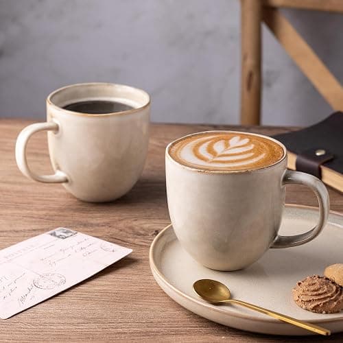 AmorArc 12oz Coffee Mugs, Ceramic Coffee Mugs set of 6 for Man, Woman, Dad, Mom, Modern Coffee Mugs with handle for Latte/Cappuccino/Milk/Cocoa. Dishwasher&Microwave Safe, Cappuccino thumbnail 4