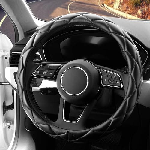 YHONGJT Soft Microfiber Leather Steering Wheel Cover, Universal 15 Inch for Women Girls, Fit Vehicles, Sedans, SUVs, Vans, Trucks - Black thumbnail 3