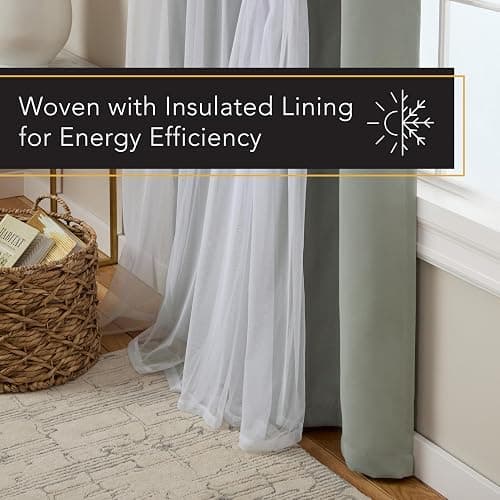 TOWN & COUNTRY LUXE Talia Double Layer Indoor Curtains, Sheer and Room Darkening Blackout, Grommet Top, Energy Efficient, 2-Pack Set, 52"W x 84"L (Pack of 2), Rose Blush - Rose Blush - 52"W x 84"L (Pack of 1) thumbnail 10