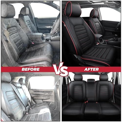 FREESOO for Honda CRV Seat Covers 2023–2026 Full Set, Custom Fit, 4‑Layer Waterproof, Breathable Faux Leather, Durable Car Seat Protector for EX/EXL/LX/Sport/Sport Touring/TrailSport (Black) thumbnail 7