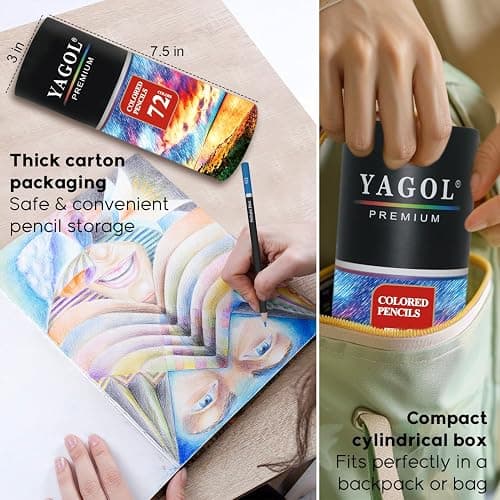 Yagol Colored Pencils for Adult Coloring Books, 72 Color Pencil Set, Soft Core Color Pencils for Adult Coloring Book, Coloring Pencils for Adults - Drawing, Sketching, Blending & Shading-Art Supplies. thumbnail 5