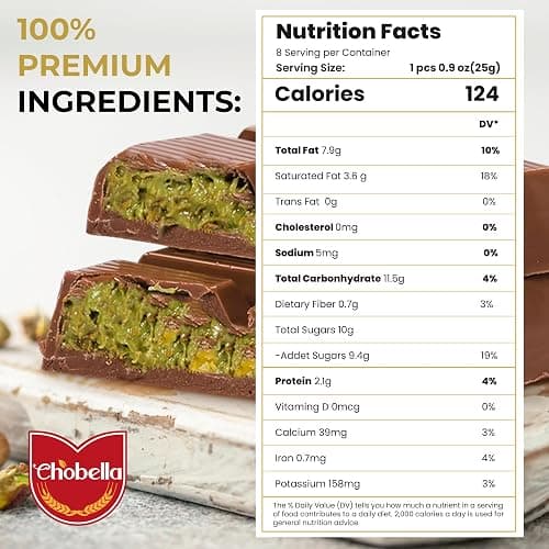 Chobella Dubai Chocolate Bar Pistachio 7oz, Premium Pistachio Dubai Chocolate Bar with Shredded Phyllo Dough, Viral Knafeh Chocolate Candy with Kataifi, Gift Box thumbnail 2