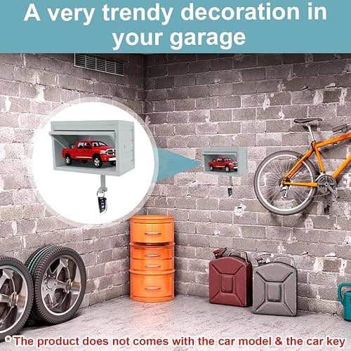 HDFREO Key Holder for Wall, Car Garage Key Holder with Opening Door, Lock Opener Organizer Wall Mount, Small Toy Car Garage with Opening Door, Easy Installation Keys Rack for Entryway - Light Grey thumbnail 7