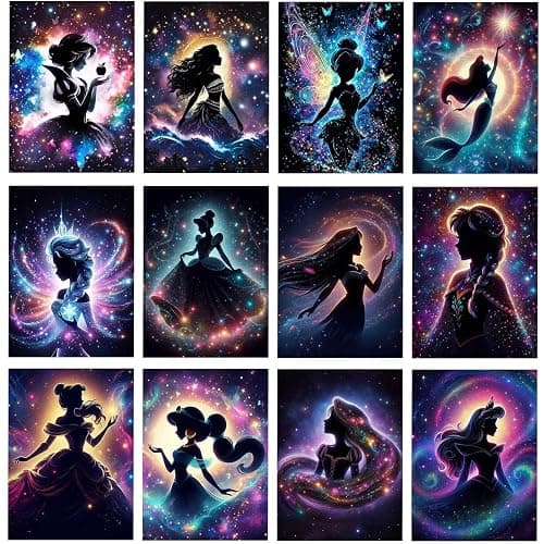 RYMILIE 12 Pack Diamond Art Kits for Adults,Diamond Painting Kits,5D Princess Diamond Painting Kits for Beginner Gem Art Full Drill Diamond Dots Art for Adults Home Wall Decor 12x16inch - Image 1