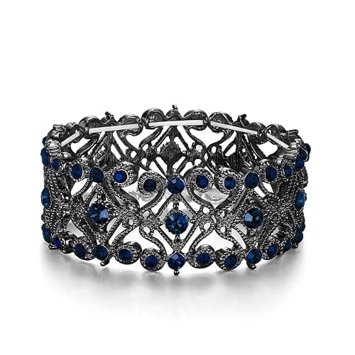 BriLove Women's Wedding Bridal Crystal Cluster Tennis Stretch Bracelet - Image 1