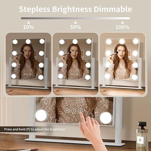 NUSVAN Vanity Mirror with Lights, Makeup Mirror with Lights,3 Color Lighting Modes Detachable 10X Magnification Mirror Touch Control,360°Rotation, White. thumbnail 4