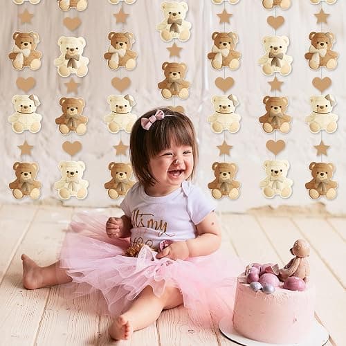 Brown Bear Birthday Party Decorations 8PCS Teddy Bear Garland banner Bear Baby Shower Supplies Bearly Wait Gender Reveal Hanging Cutout Garlands for Birthday Wedding Party Decor thumbnail 8