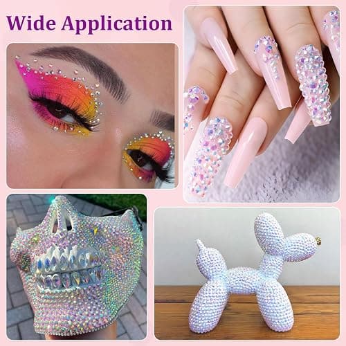 30000Pcs Resin Jelly Rhinestones with Tweezers for Crafting, Transparent AB Flatback Gems, Bedazzling Crystal with 3Pcs 10ml B7000 Jewelry Glue for DIY Crafts Clothing Tumblers Shoes Fabric Nail Art thumbnail 6