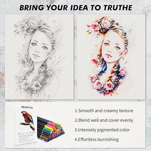72 Coloured Pencils Set for Adult, Quality Soft Core, Oil Based Colouring Pencils for Artists,Professional Drawing Pencils Art Supplies, Colour Pencil for Adults Kids thumbnail 6