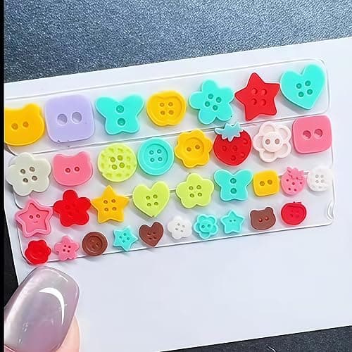 3D Buttons Gel Nail Art Mold Silicone Tools Nails Women DIY Manicure Design Multiple Shapes Button Small Model Resin Buckle Gel Molds for Accessories Supplies thumbnail 2