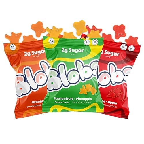 Blobs Gummy Candy - 2g Sugar Healthy Gummies - Low Net Carb & Low Calorie - No Sugar Alcohols, Vegan, Gluten Free, No Dyes - Variety Snack Pack for Kids & Adults (Pack of 6) - Image 1