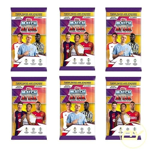 Topps Match Attax 23/24 UEFA Champions League Trading Cards x 6 Packet Bundle - Soccer Cards 2023-2024 - Image 1