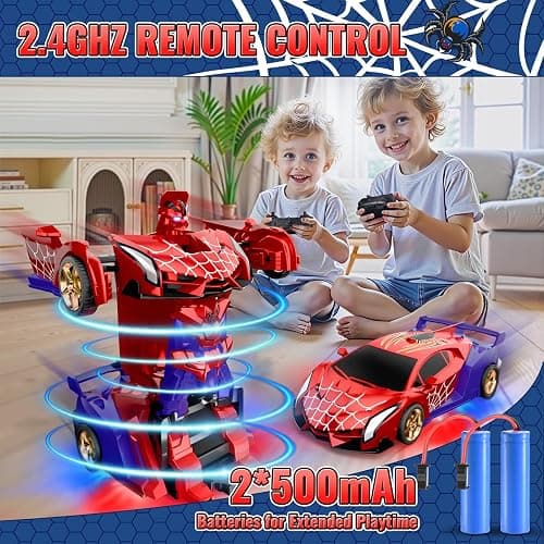 Spider Transform RC Cars Toys with Eye & Underbody Lights, 2.4GHz Remote Control Car One-Button Deformation, Fast 360°Rotation Robot Toys Birthday Gifts for 3 4 5 6 7 8 9 10 Year Old Boys Age 4-7 8-12 thumbnail 7