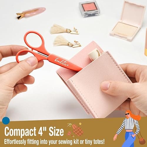 Beaditive High Precision Detail Scissors Set (2-Pc) Sharp, Fine Tips | Paper Cutting, Scrapbooking, Sewing, Crafting | Stainless Steel | Protective Cover (Mid Century) thumbnail 4