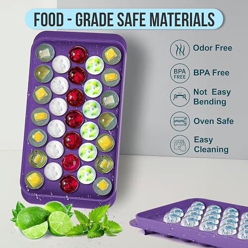 Pink Mini Round Ice Cube Tray for Freezer – 33 Small Sphere Ice Cubes (1.1") – Hard Plastic Ball Ice Mold, Cute Compact Circle Ice Tray for Cocktails Coffee Whiskey & Iced Drinks – 1 Count thumbnail 4