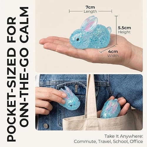 Cute Blue Squishy Bunny Sugar Stress Balls Fidget Toys Easter Basket Stuffers, Soft Glitter Bunny Animal Sugar Stress Ball Squeeze Toy for Kids, Fun Sensory Gifts for for Kids Boys Party Favors thumbnail 3