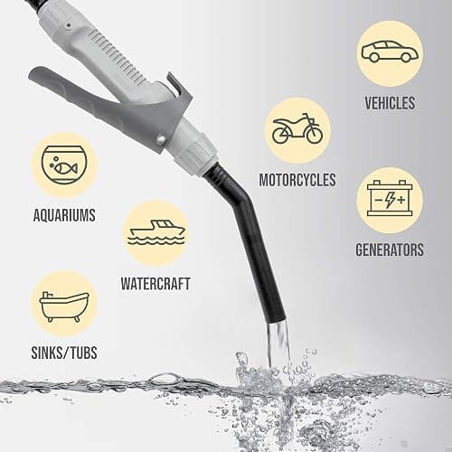 Deway Automatic Fuel Transfer Pump with Nozzle for Flow Control & Stop, Fits Most Gas Cans, Extra Long Hose, for Gasoline, Diesel Fuel & More thumbnail 7