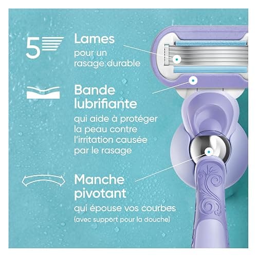 Gillette Razor for Women, Venus Razors Extra Smooth Contour, 5-Blade Cartridges, 1 Handle + 4 Refills + Pivoting Head + Shower Holder thumbnail 10