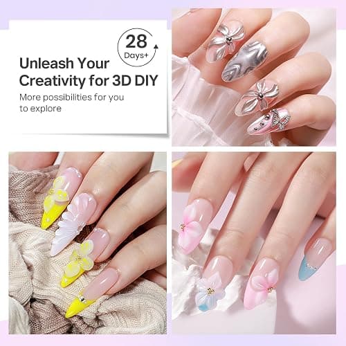 MIZHSE White 3D Gel Nail Art 30g Sculpting Gel Non-Sticky Molding Gels for Nails Solid U V LED Soak Off Gels Polish with Nail Art Pen Rub Chrome Powder Nail Design Home Manicure thumbnail 7