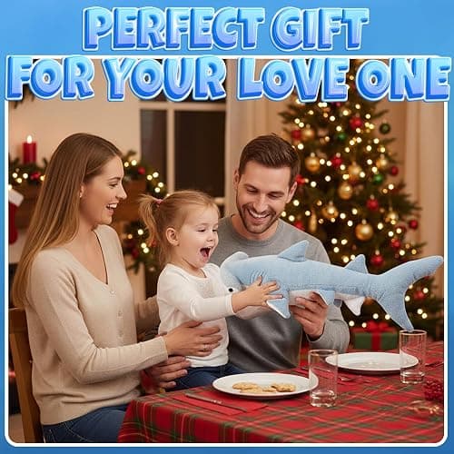 Bedwina Stuffed Animal Sharks - Pack of 2 Extra-Large, 20 inch Mako & Hammerhead Plush Shark Toys, Stuff Animals Toy, for Baby Toddlers & Kids thumbnail 6