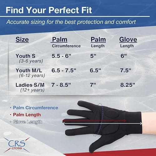 CRS Cross Padded Ice Skating Gloves. Warm Padded Protection for Figure Skating Testing, Practice, Dance Competitions, Roller Skaters and Cheerleading. thumbnail 4
