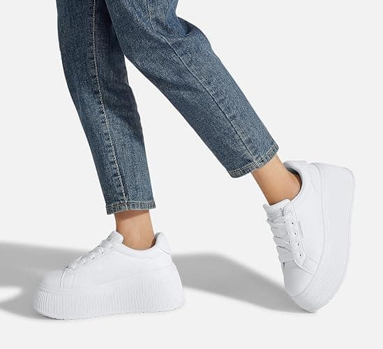 LUCKY STEP Women's Platform Fashion Sneakers Classic Wedge Canvas Casual Low Top Retro Walking Shoes thumbnail 8
