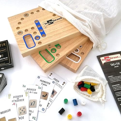 LEDELIRANT – TAC-TIK en Bois d’Hévéa – Plateau Magnétique Modulable – Jeu de Société Familial 2 à 6 Joueurs 4ans+ – Cartes Incluses – Fabrication Artisanale thumbnail 5