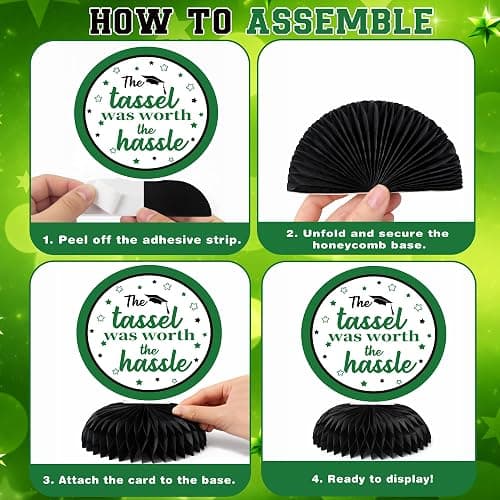 Graduation Decorations 2026 - Green Graduation Honeycomb for Table Centerpiece | Graduation Party Decorations Class of 2026,Table Toppers for Graduation Party Favors Supplies Indoor Outdoor thumbnail 4
