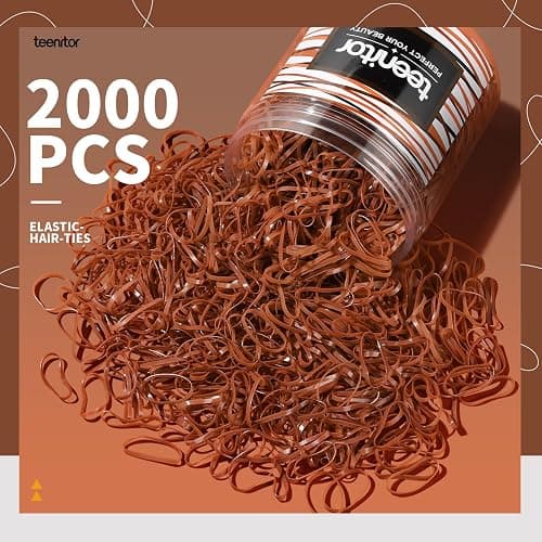 Teenitor Elastic Hair Bands, Small Hair Ties, 2000pcs, Light Brown thumbnail 2
