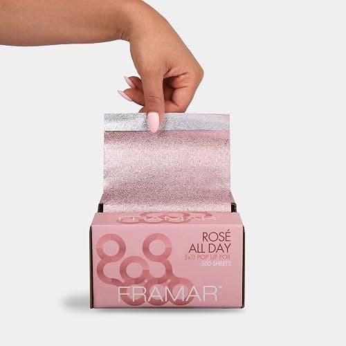 Framar Rosé Hair Foils For Highlighting - Pop Up Hair Foil, Highlight Foils For Hair, Aluminum Foil Sheets, Salon Foils For Hair Stylist, Hair Dye Supplies, Non Slip 500 Pop Up Foil Sheets thumbnail 2