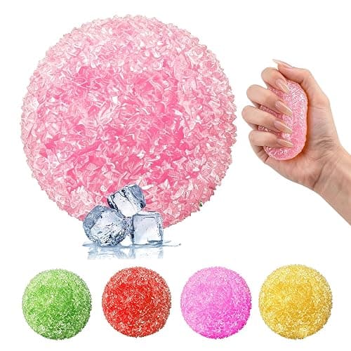 Crunchy Squishy Stress Ball, Ice Fidget Sensory Squeeze Squishies, Pink | Ice Skin, Non-Sticky, Slow Rising for Stress Relief - Image 1