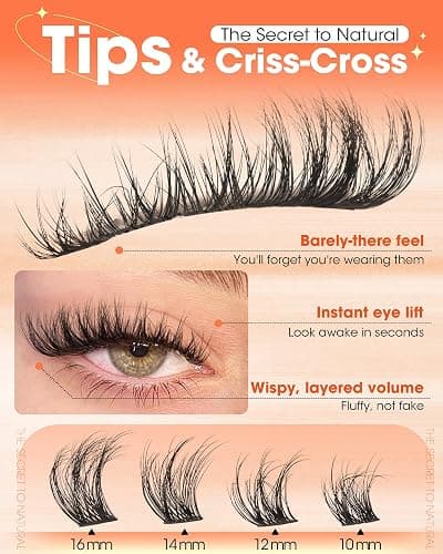 Wispy Lash Clusters Natural Fluffy Eyelash Clusters C Curl | Cluster Eyelash Extensions Short 10-16mm Individual Lashes Spider Breeze Lash Extensions by Delyneph thumbnail 3