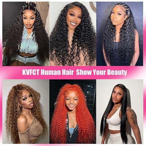 KVFCT 30 Inch Deep Wave Lace Front Wigs Human Hair 13x6 HD Transparent Deep Wave Lace Front Wigs for Women 200% Density Curly Lace Front Wig Pre Plcked Deep Wave Wigs with Baby Hair thumbnail 6