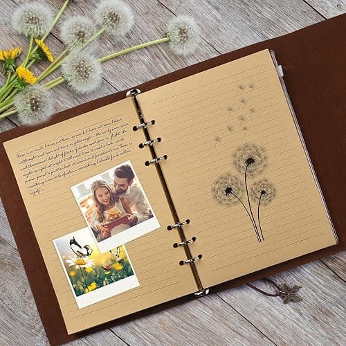 OMEYA Leather Journal Notebook, Travel journals for Women, refillable Butterfly Notebook Lined Personal Diary Writing Notebook Gifts A5 16.5 x 23.4cm (Blue) thumbnail 2