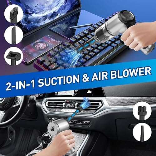 AHNR Handheld Car Vacuum Cleaner Cordless with Brushless Motor, 20000PA High Power Vacuum Cleaner & Air Duster, 3 in 1 Keyboard Portable Mini Hand Held Vacuums Cleaner for Car Home thumbnail 4
