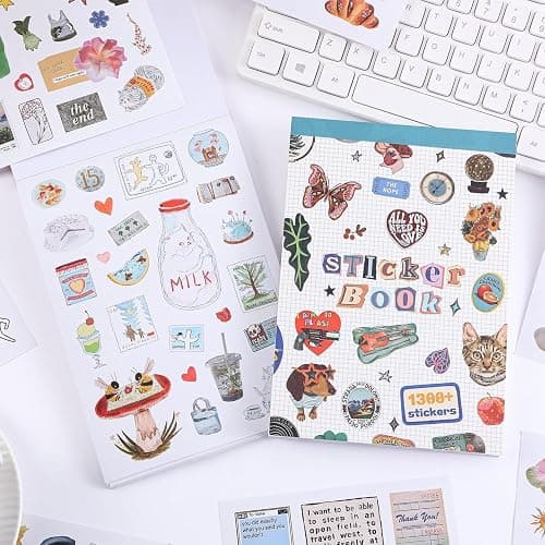 1300+ Kawaii Journal Sticker Book for Adults, Cute Korean Style Foodie & Dream Washi Stickers, Repositionable Journal Stickers & Scrapbook Stickers for DIY Craft（Time Regained） thumbnail 5